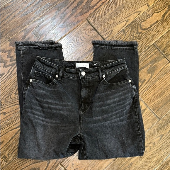 Made and Loved LOFT Black Denim Jeans curvy straight crop raw hem size 6/28 - Picture 2 of 8